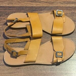 MADEWELL The Boardwalk Buckle Sandal Cognac Smooth Leather Sz 8